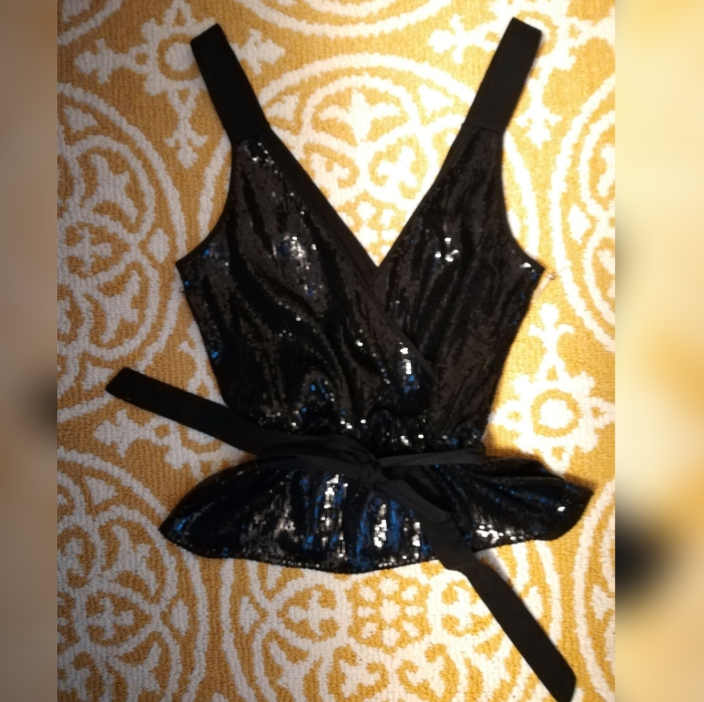 NWT black sequin top